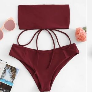 SHEIN Maroon Strapless Bikini